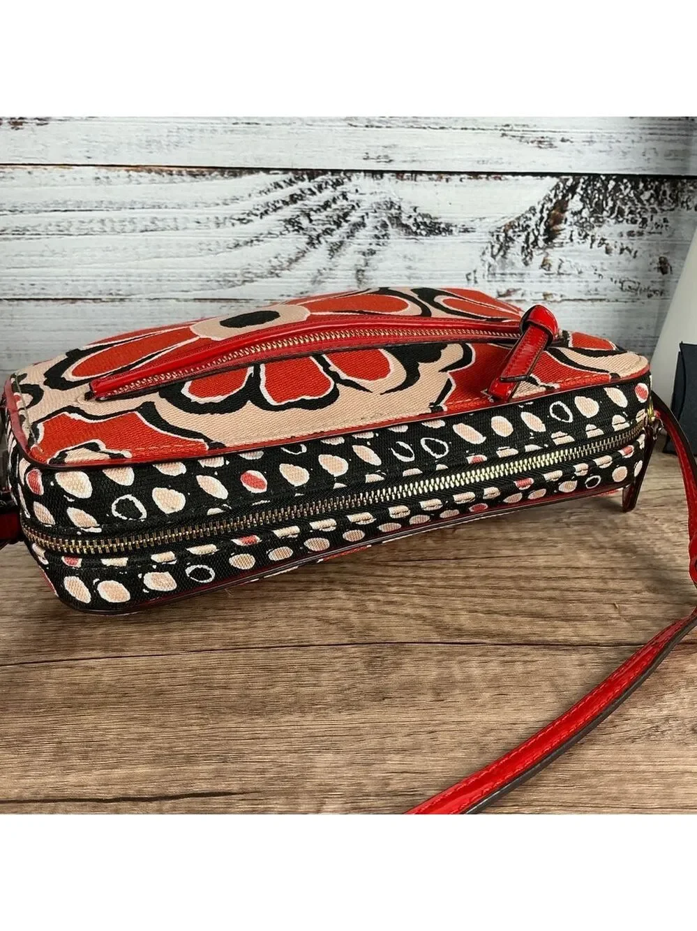 Coach Poppy 25121‎ Floral Red and Black Crossbody Shoulder Bag